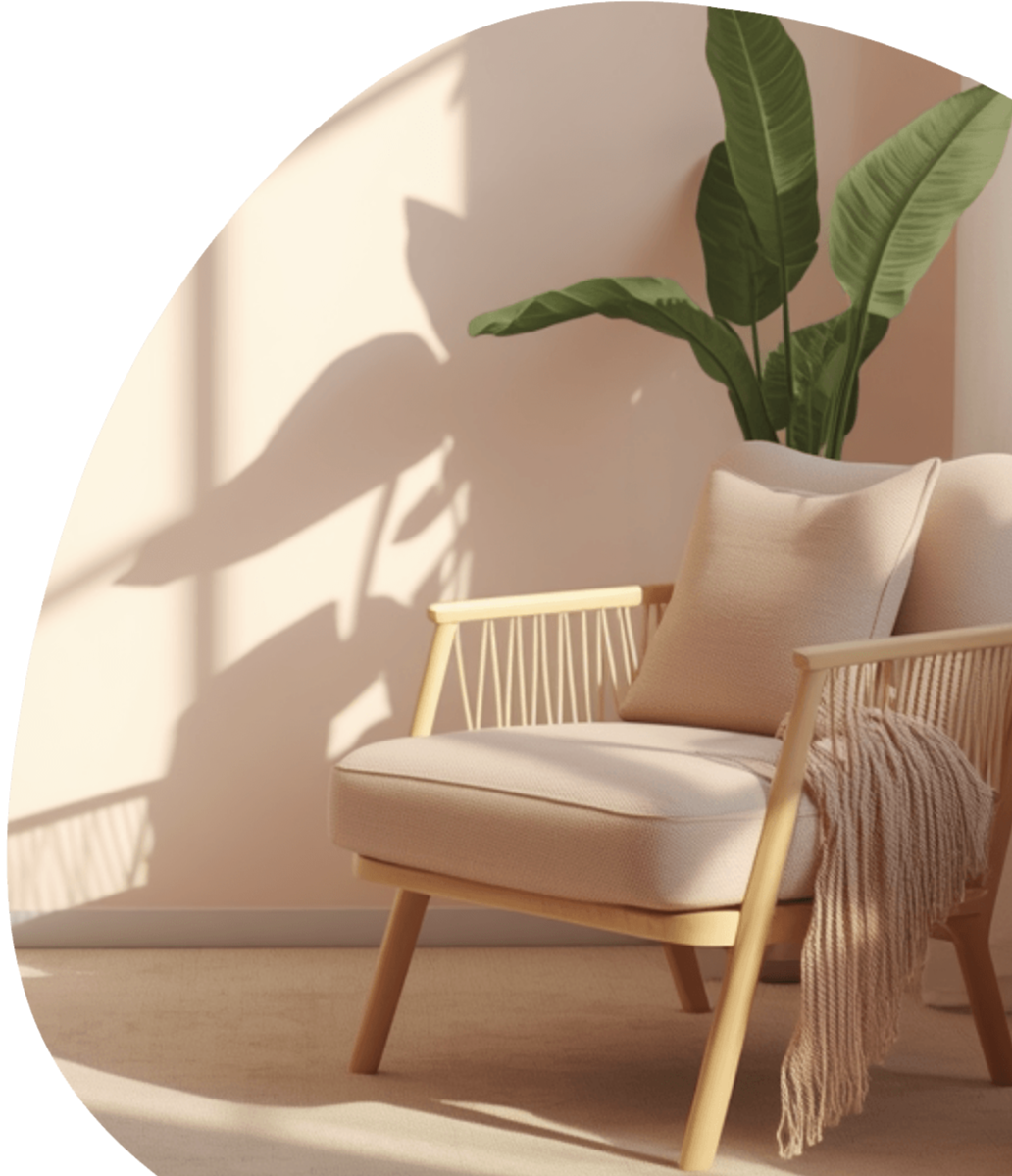 A scene within a calm, neutral room.